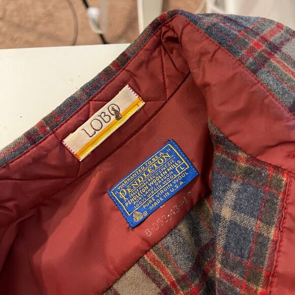 Pendleton USA LOBO Vintage Patch Elbow Flannel Wool Button Down Shirt Size Large - Picture 6 of 11
